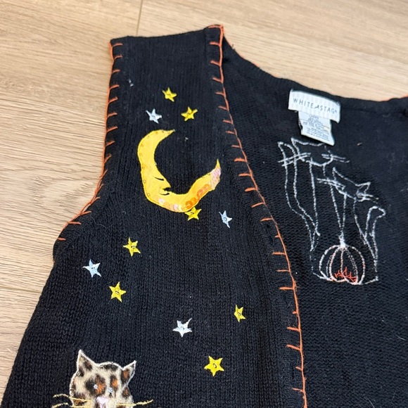 Vintage Cat Themed Black Knit Vest - Picture 3 of 7